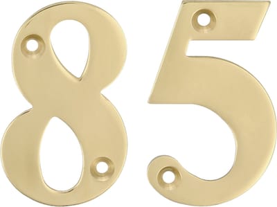 AMIG Huisnummer 85 - massief messing - 5cm - incl. bijpassende schroeven - gepolijst - goudkleur