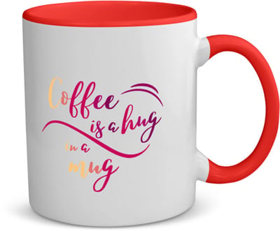 Akyol - coffee is a hug, i am a mug koffiemok - theemok - rood - Koffie - iemand die houdt van koffie - koffie liefhebbers - quote - verjaardagscadeau - cadeau - kado - gift - geschenk - verrassing - 350 ML inhoud