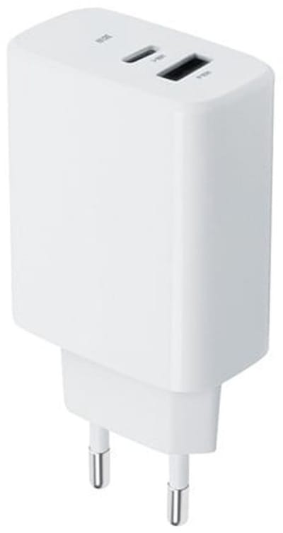 OneOne 30W super snellader met 2 poorten. Witte oplader met USB C en USB A. PD en Quick Charge lader adapter past op Samsung Galaxy S10, S10e, S20, S21, S22, S23, S24, S25, S26 (Edge, FE, Lite, Plus +, Ultra)