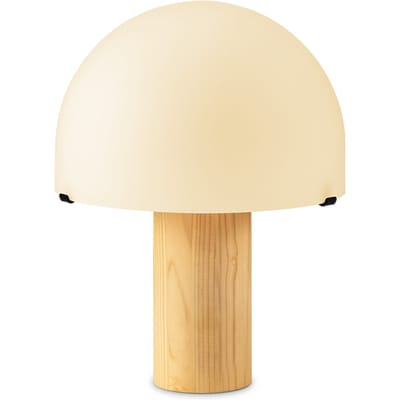 Home Sweet Home - Landelijke tafellamp Mushroom - Wit - 23/23/28cm - bedlampje - geschikt voor E27 LED lichtbron - gemaakt van Glas en Hout