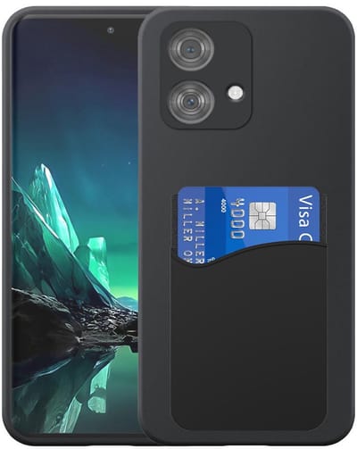 Geschikt voor Motorola Edge 40 Neo Telefoonhoesje met Siliconen Pasjeshouder - Flexible Back Cover Case Siliconen TPU with Silicone Cardslot - Zwart - Smartphonica geschikt voor Motorola Edge 40 Neo