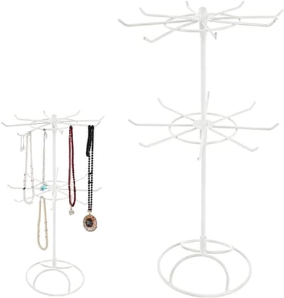Sieradenstandaard met draaibare houder, 2-laags en afneembaar voor kettingen, armbanden en ringen, 16 haken voor optimale opslag van sieraden