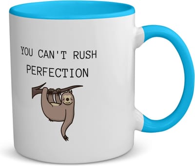 Akyol - you can't rush perfection koffiemok - theemok - blauw - Quotes - mensen die houden van quotes - perfectie - quotes - verjaardagscadeau - verjaardag - cadeau - kado - geschenk - gift - 350 ML inhoud
