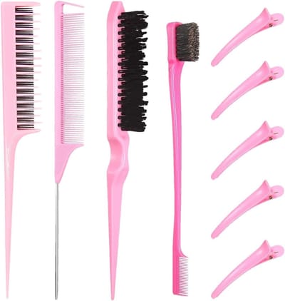 Kapperskammen set - Haarstyling tools - Haar volume geven - Comfortabele grip - 9 stuks - Zwart