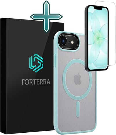 Hoesje Met Screenprotector - Geschikt voor Apple iPhone 17e - Magsafe Compatible - Sterk & Shockproof - Shock Proof Case - Back Cover - Telefoon Hoes - Lichtblauw
