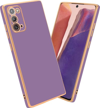 Cadorabo Hoesje geschikt voor Samsung Galaxy NOTE 20 in Glossy Paars - Goud - Beschermhoes Case Cover van flexibel TPU-silicone en met camerabescherming