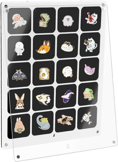 Sandwich Needle Organiser met 20 Compartimenten voor Broches, Spelden en Sieraden - Zwart Display Houder voor Enamel Pins, Knopen en Badges, Ideaal voor Creatieve Projecten