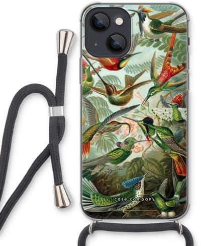 Case Company® - Hoesje met koord geschikt voor iPhone 13 mini hoesje met Koord - Haeckel Trochilidae - Telefoonhoesje met Zwart Koord - Bescherming aan alle Kanten en Over de Schermrand
