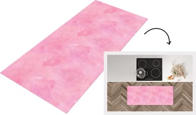 Keukenloper - Loper keuken - Waterverf - Patronen - Roze - Verf - 120x50 cm - Keukenloper vinyl