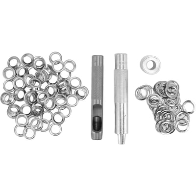 Grommet Gereedschapsset 100 Set Grommet Oogjes met Zetgereedschap Gatknipper Doorn voor Zeilen gray