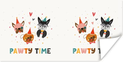 Poster Spreuken - Honden - Quotes - Pawty time - 120x60 cm