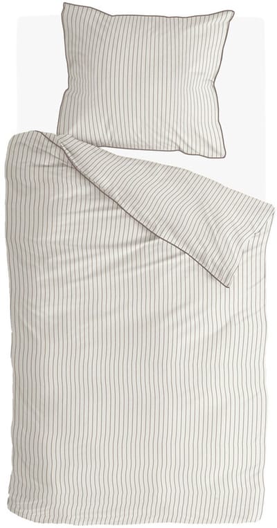 Walra Dekbedovertrek Gentle Stripes - 140x220 - 100% Katoen (BCI) - Off White / Bruin