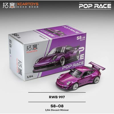 Xcartoys 1/64 Pop Race Porsche Rwb997 In Paarse Auto's Legering Speelgoed Motorvoertuig Diecast Metalen Model Kinderen Speelgoed Jongens gray