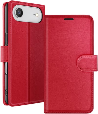 Zanae, Hoesje geschikt voor iPhone 17 Air - Wallet Case & Magneetsluiting, Rood