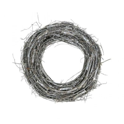 Decoratieve krans Ø30cm witgekalkte lentekrans iepenranken paasdeurkra