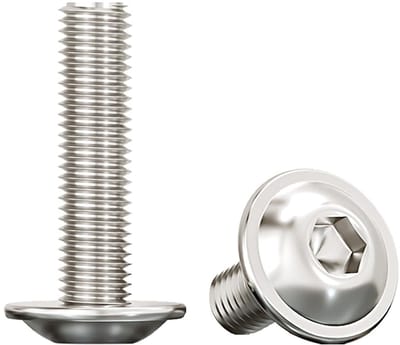 Flat Head Schroeven met Flens, M8 x 30 mm, RVS, Hexagonale Zeskantkop, Volledige Draad, Set van 10, Duurzaam en Corrosiebestendig