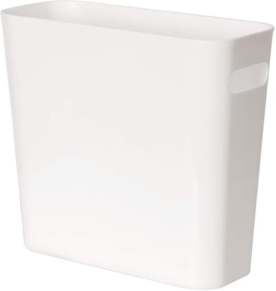 Kleine Plastic Prullenbak - Afvalbak Vuilnisbak - Thuis Kantoor Badkamer - Slank Ontwerp Handgrepen - 5.5 Liter - Wit