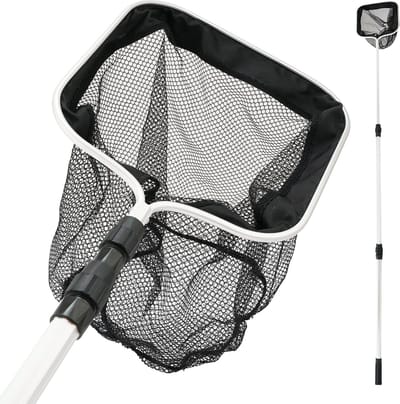 Eurocatch - Schepnet Zwembad - Vijvernet - Fijnmazig - Stevig - Telescopische Steel 1.80m - 30x 30cm - Zwart