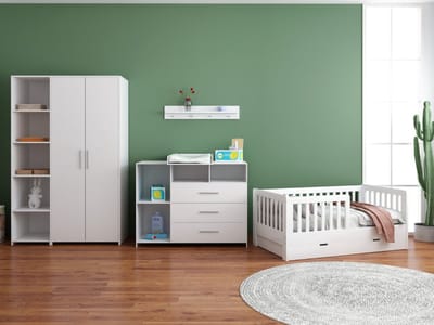 Born Lucky ® Peuterkamer Met Lade Joan Wit 3 Delig met Commode Jim en Lars Kledingkast – Geschikt vanaf 2 Jaar
