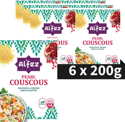 Al’Fez Parelcouscous - 6 x 200 gram - Vegan Couscous - Wereldkeuken - Voordeelverpakking