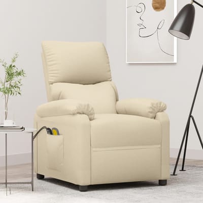 vidaXL - Massagestoel - elektrisch - stof - crèmekleurig
