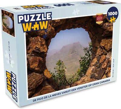 Puzzel De Pico de la Nieves vanuit een venster op Gran Canaria - Legpuzzel - Puzzel 1000 stukjes volwassenen