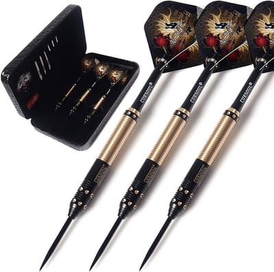 Steel Tip Darts - Dartpijlen Set - Precisie Werpen - Luxe PU Koffer - 23/25 Gram - Zwart