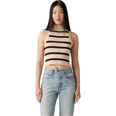 Levis Tulip mouwloze crop-top met hoge hals voor dames (Creme)
