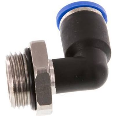 8mm x G3/8'' 90 graden L-verbinding Messing/PA 66 Insteekfitting Buitendraad Draaibaar NBR [2 Stuks]
