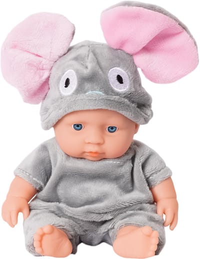 Speelgoedtopdeals – Babypop in Dierenpak – Olifant pakje – 20 cm