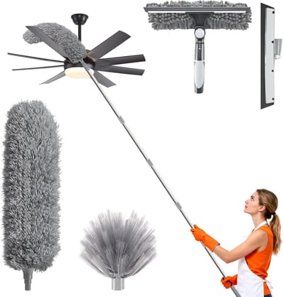 Telescopische Stoffer - Verstelbare Duster - Hoge Oppervlakken Reinigen - 360 Graden Draaibaar - Tot 6 Meter - Grijs