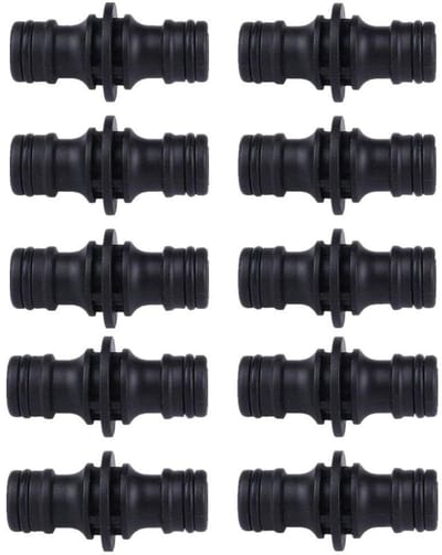 JHUBERS- Slangconnector Dubbel - 10 Stuks - Tuinslang Koppeling - Slangverbinder - Robuust Kunststof - Waterdichte Aansluiting - Tuinslangconnector