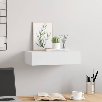 vidaXL - Wandschap - met - lade - 40x23,5x10 - cm - MDF - wit