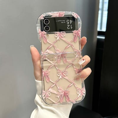 Koreaanse Vlinderdas Balletmuisjes Hoes Voor Samsung Galaxy Z Flip 6 5 4 3 5G Flip6 Flip5 3-delige Set Flip4 Schattig Transparant Zacht Achterkant Galaxy Z Flip5