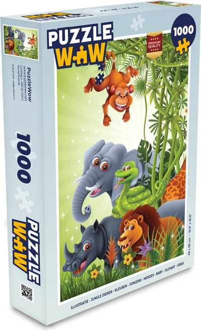 Puzzel Jungle dieren - Planten - Kinderen - Olifant - Giraf - Leeuw - Legpuzzel - Puzzel 1000 stukjes volwassenen