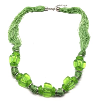 Behave - Ketting dames groen - Kralenketting - 64 cm