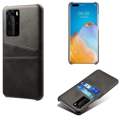Back Cover met Opbergvakjes + Gehard Glas Screenprotector voor Huawei P40 Pro _ Zwart