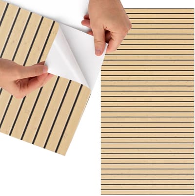 Tulup Meubelfolie - Houten stroken Decoratiefolie Zelfklevend - 65x130 cm - Beige Meubelfolie - Decoratiefolie - Minimalist Meubelfolie - Meubel Wrap Folie - Woonkamer decoratie - Texturen