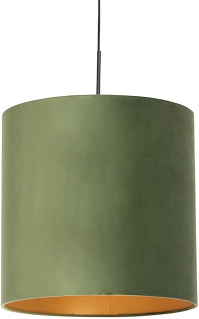 QAZQA combi - Landelijke Hanglamp met kap - 1 lichts - Ø 400 mm - Groen - Woonkamer | Slaapkamer | Keuken