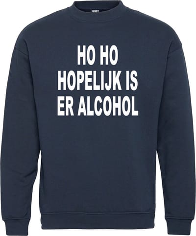 Kersttrui Ho Ho Hopelijks Is Er Alcohol | Foute Kersttrui Dames Heren | Kerstcadeau | Kerstpakket | Navy | maat XS