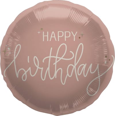 Folat - Crème roze folieballon happy birthday - 45 cm