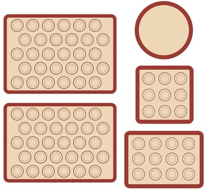 Set van 5 Herbruikbare Siliconen Bakmatten voor de Oven, Antiaanbak, Weerstand tot 260 °C, Duurzaam en Milieuvriendelijk Alternatief voor Bakpapier