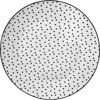 Clayre & Eef Dinerbord Ø 26 cm Wit Zwart Porselein Stippen