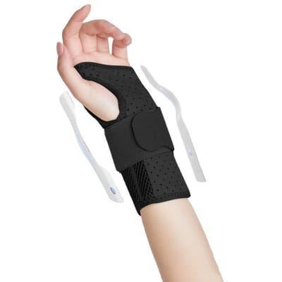 Orthopedische Carpaal Tunnel Polsband Verstelbare Polssteun Spalk Handbrace Met 2 Steunen Ademende Beschermer S black