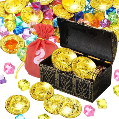 Gouden speelmunten voor kinderen - 50 stuks, ideaal voor piratenfeesten, schattenjachten en avontuurlijke spelletjes
