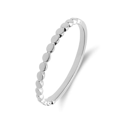 Lucardi Dames 14 karaat witgouden ring bolletjes - Ring - 14 Karaat Goud - Zilver - 18 / 57 mm