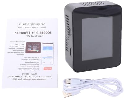Luchtkwaliteitstester - Monitor Binnenlucht - Gezondheid Bewaken - Realtime Detectie - 20 Uur Batterij - Zwart