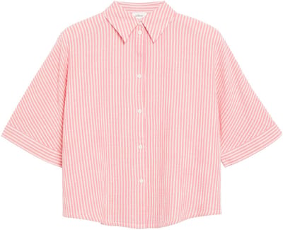 Gestructureerde blouse met korte mouwen en kraag met plissé details voor vrouwen s.Oliver