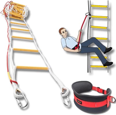 Noodladder - Touwladder Veiligheid - Snelle Ontsnapping - Extra Valbeveiliging - 10 Meter Lengte - Meerkleurig
