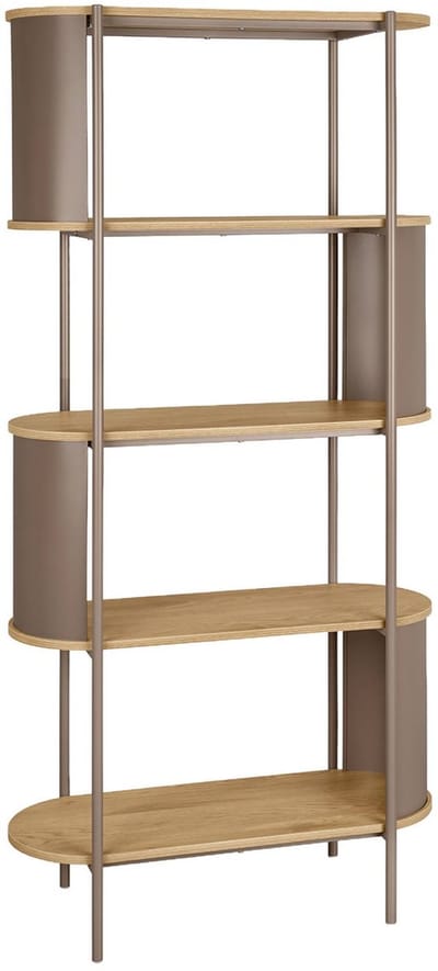 sweeek - Open kast 5 niveaus gebogen metaal en houtdecor 80 x 33,8 x 172cm - molto